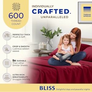 EUC- Thread Spread 600 Thread Count 100% Egyptian Cotton King Sheet Set